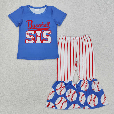 baseball bell bottom pants set girls outfit