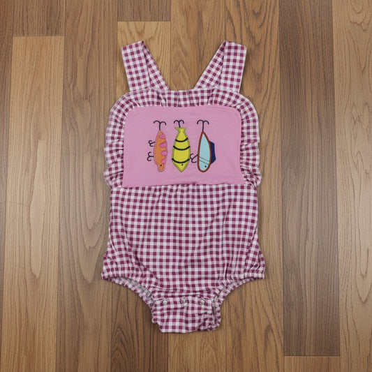 gingham fish hook embroidery cross back bubble