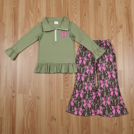 pink coquette camo zip pullover belle pants set