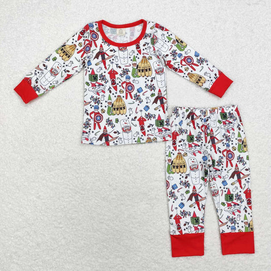 kids Christmas elf bamboo pajama set
