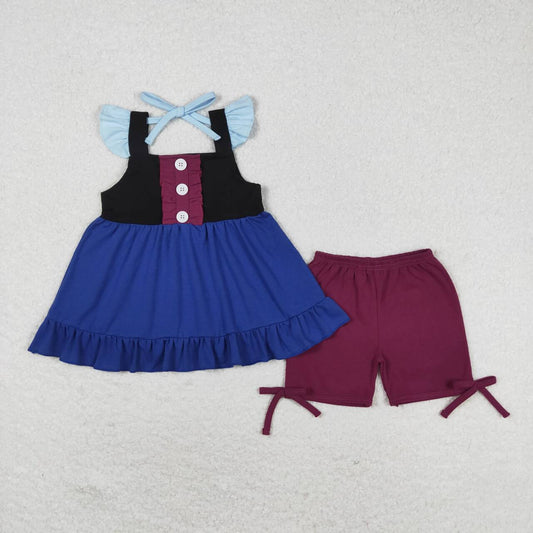 solid color princess girl shorts set summer clothing