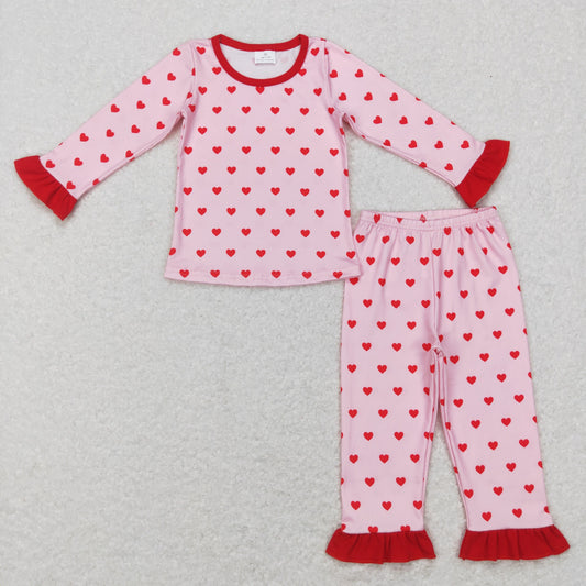 heart print girls valentine's day pajama outfit