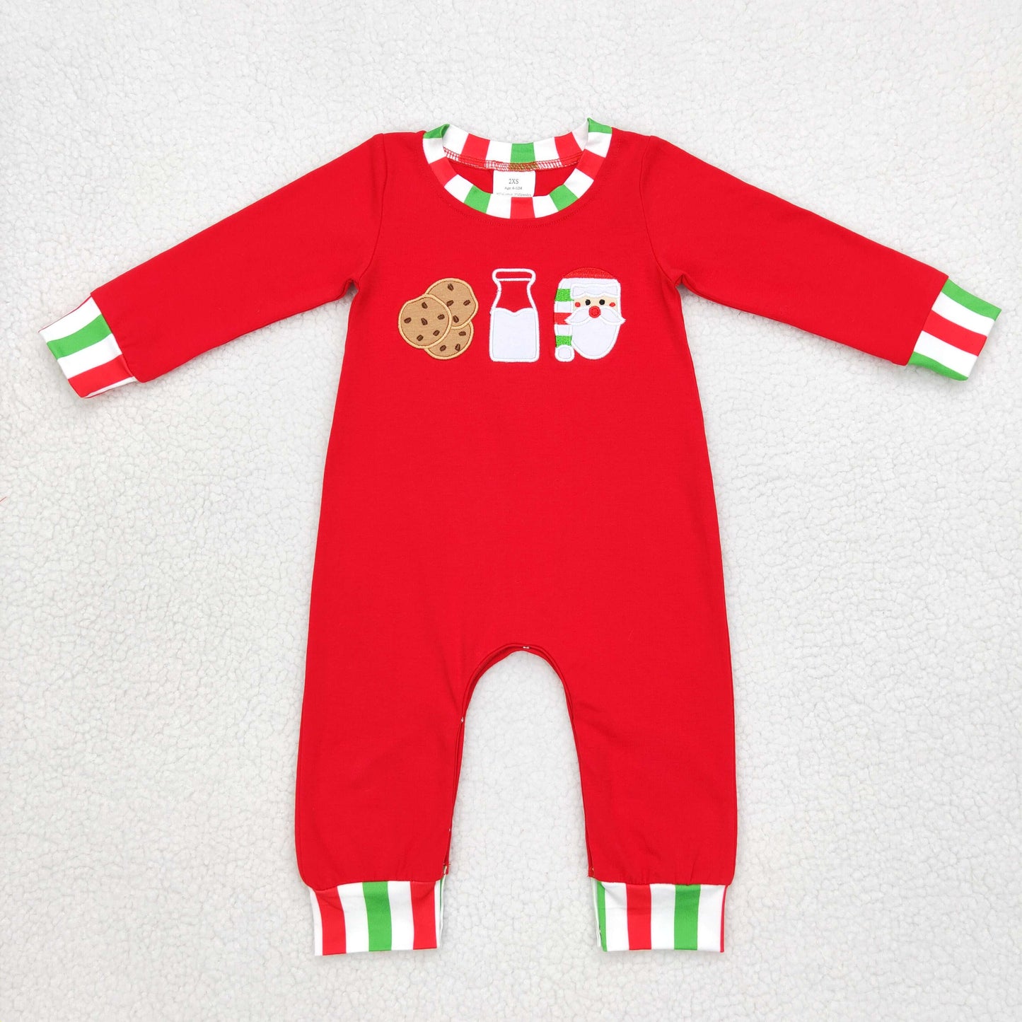 red christmas cookie embroidery romper