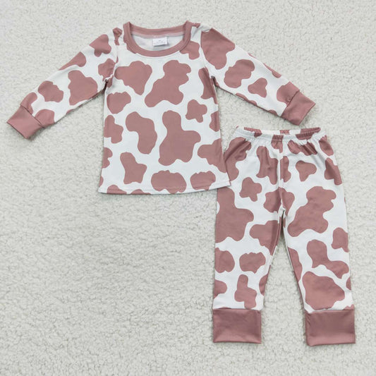 long sleeve cow print boys pajama set