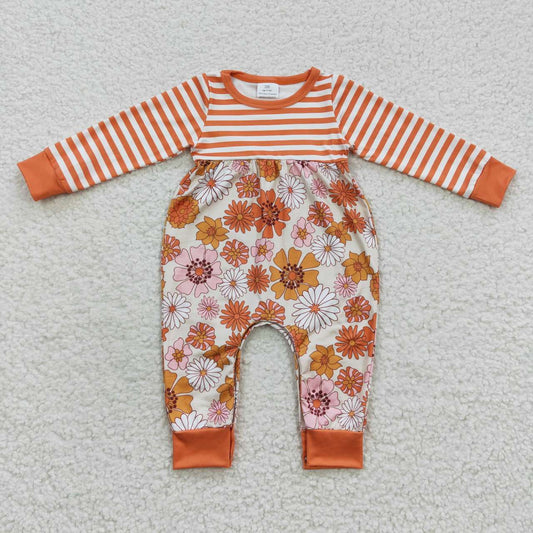 stripe floral baby romper