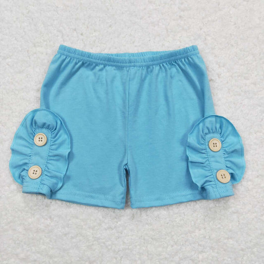 summer blue button shorts girl bottom