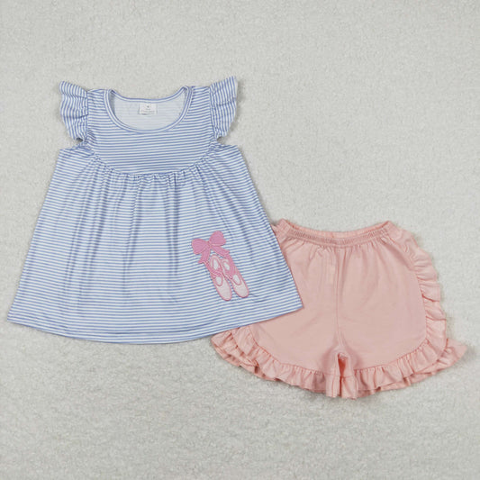 ballet embroidery ruffle shorts set toddler girls clothing