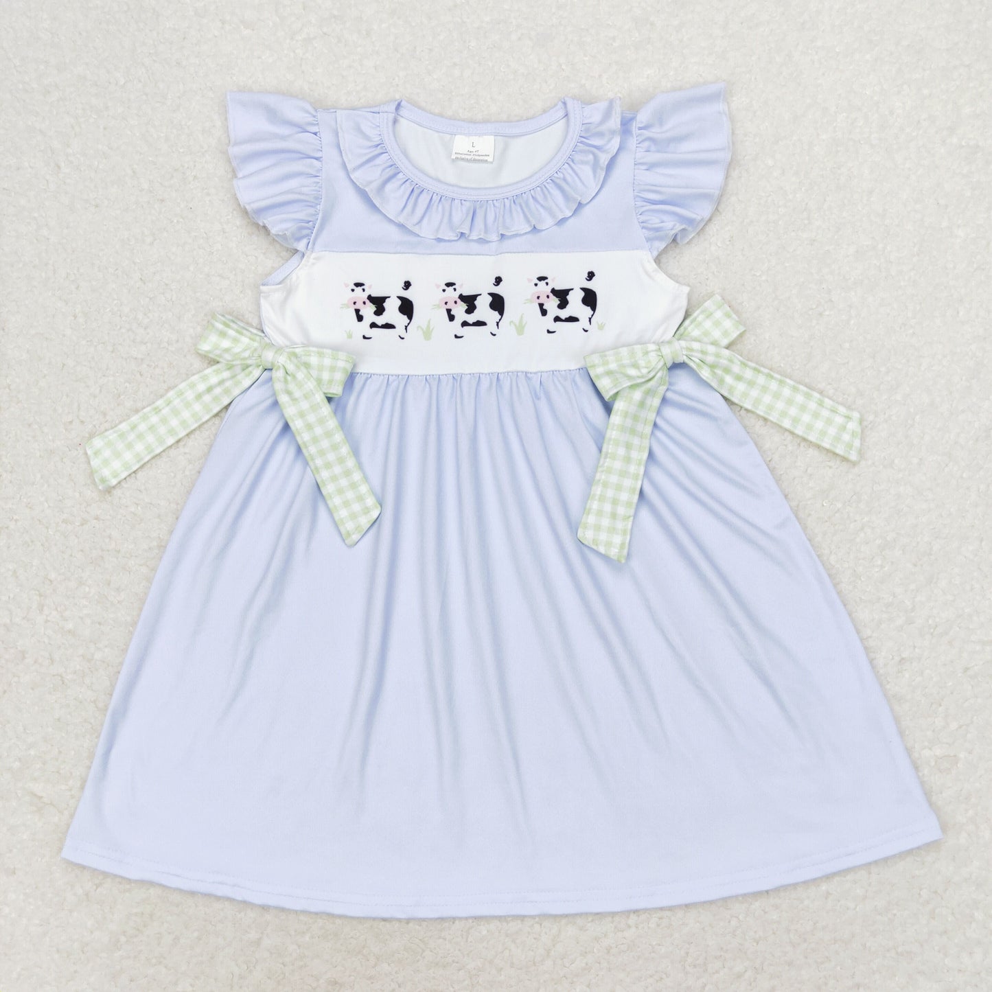 solid milk cow print bow dress