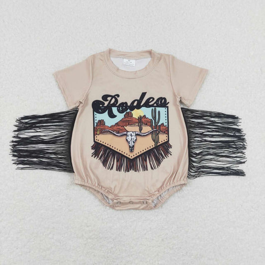 infant short sleeve rodeo fringe bodysuit