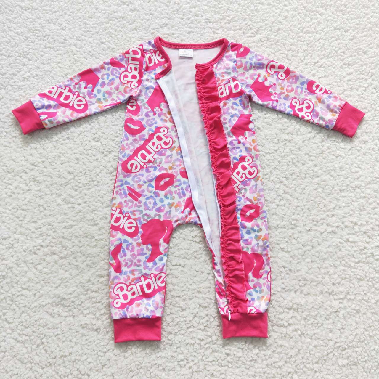 hot pink queen ruffle zipper sleeper, baby girl PJs