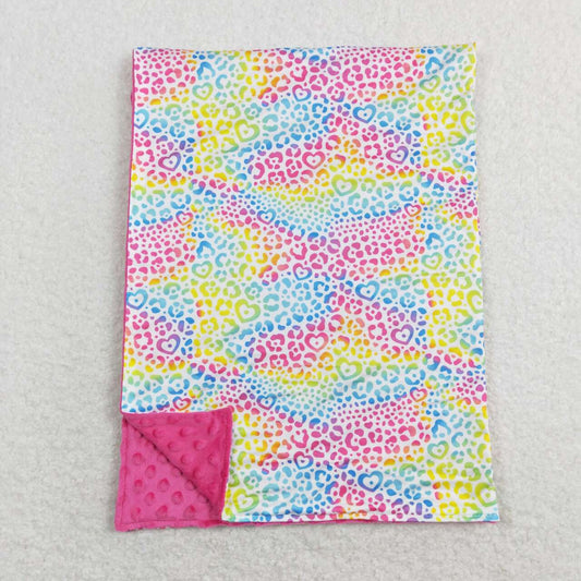 rainbow leopard  print minky blanket