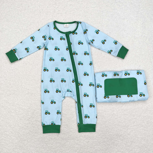 tractor print  bamboo sleeper