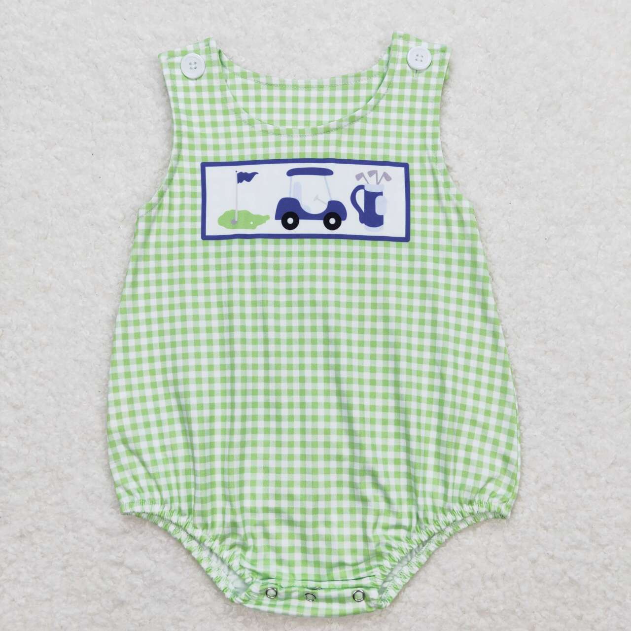 green gingham golf tank romper