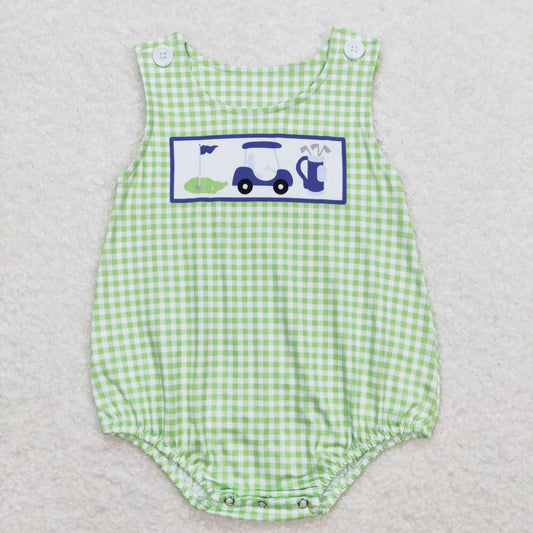 green gingham golf tank romper