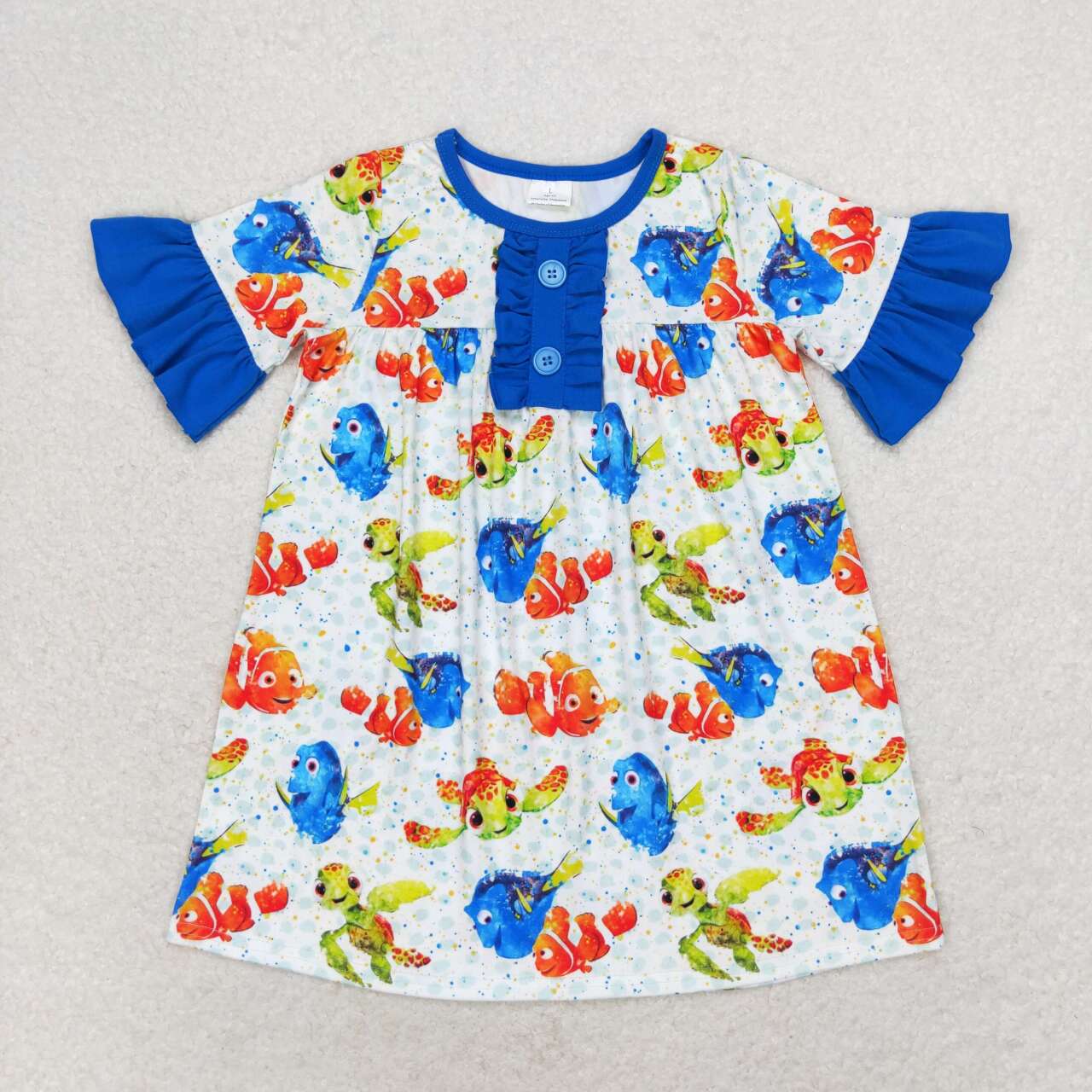 cartoon fish print shirt dress