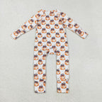long sleeve bow pumpkin ruffle zip sleeper