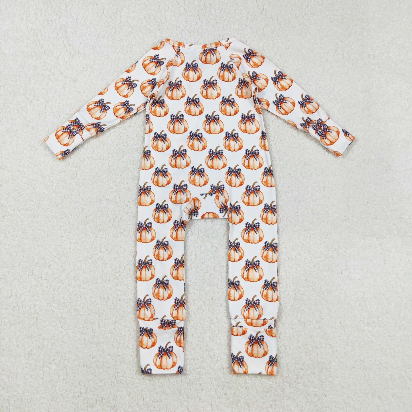 long sleeve bow pumpkin ruffle zip sleeper