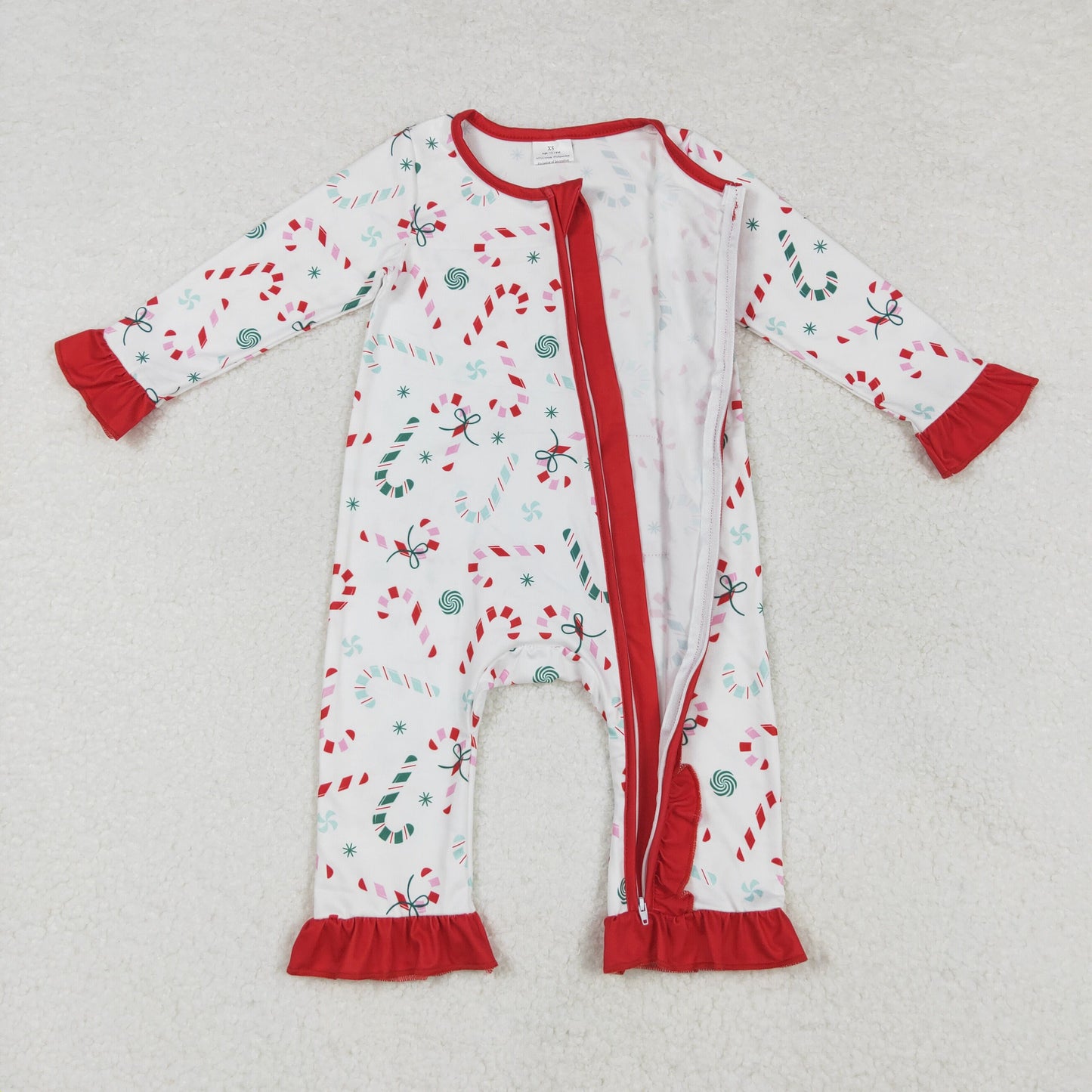 ruffle candy cane zip sleeper baby girl clothes