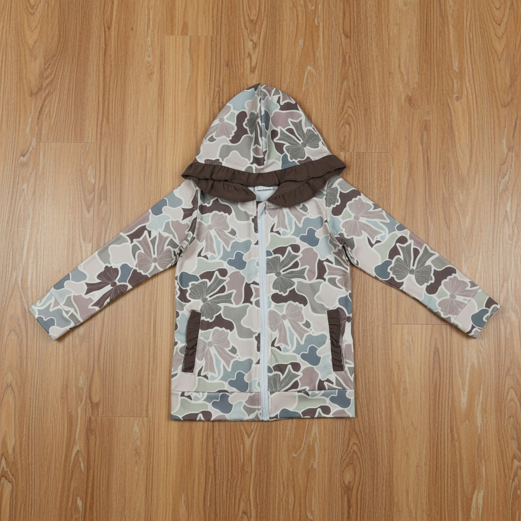 camo coquette full zip hooded jacket