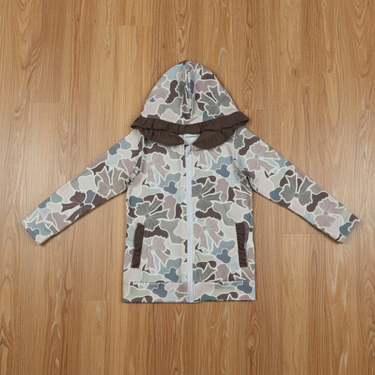 camo coquette full zip hooded jacket