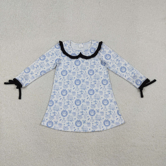 blue toile Christmas dress