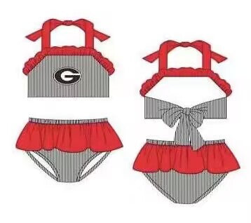 Custom order girls 2pcs halter swimsuit with G letter