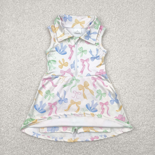 colorful bows one piece athletic skort dress