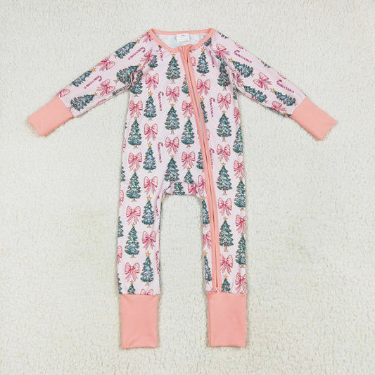 tree&bow baby Christmas zip sleeper pajama