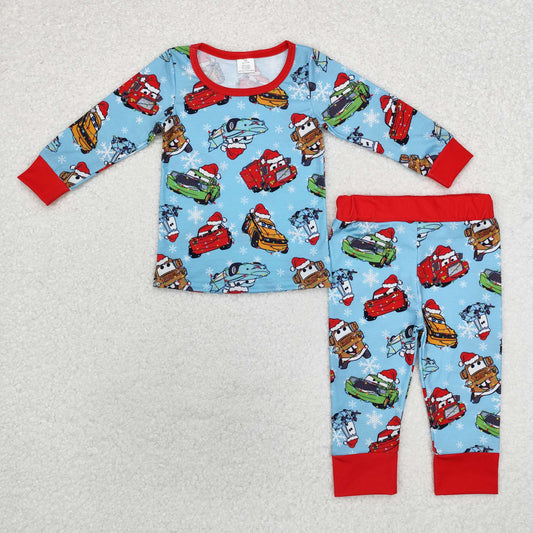 santa cars print Christmas bamboo pajama set boy