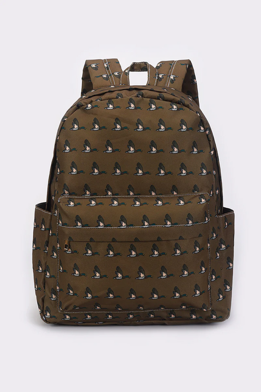 brown duck print children backpack