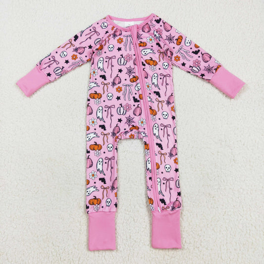 spooky boo pumpkin Halloween infant zip sleeper