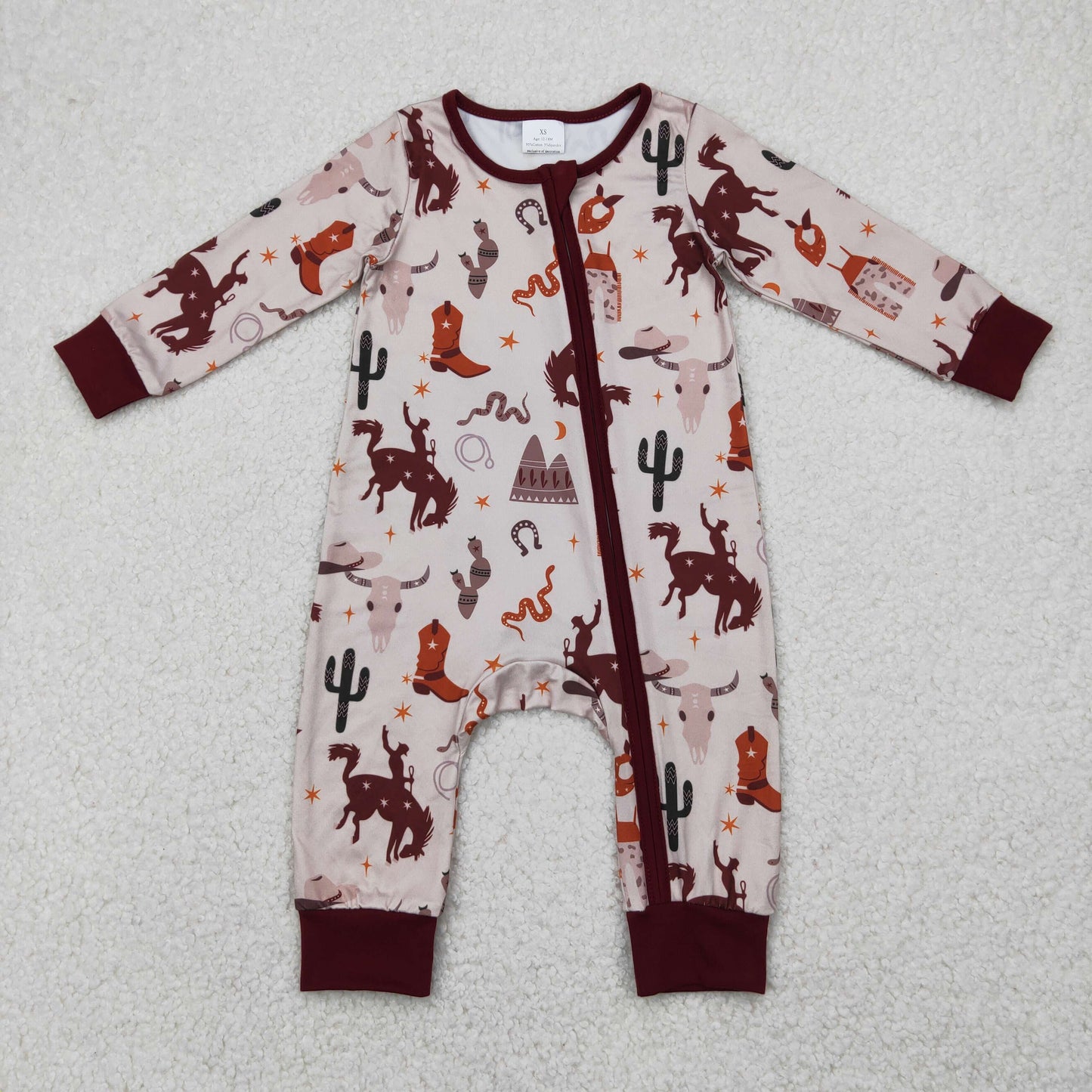 western cowboy rodeo print zip sleeper