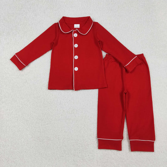 cotton red baby boy button down pajama set