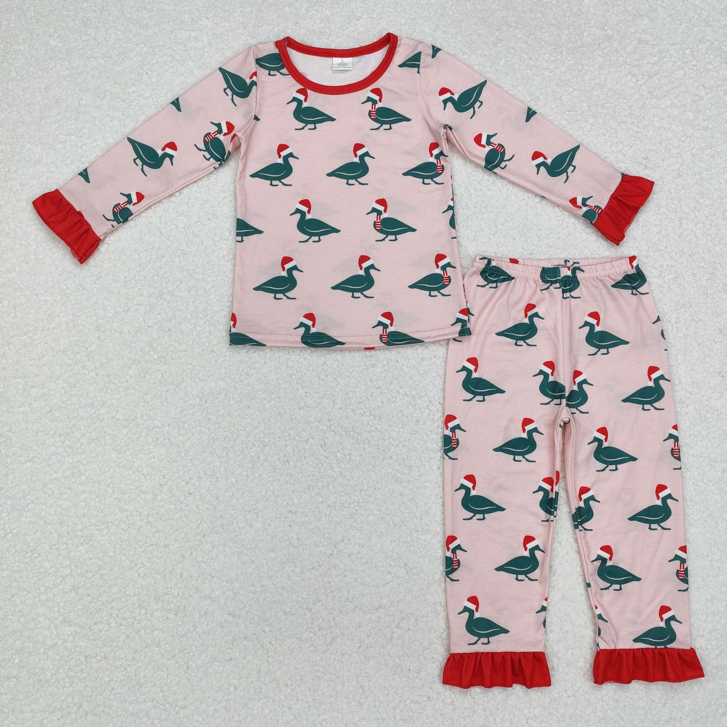 baby girl santa duck Christmas bamboo pajama set