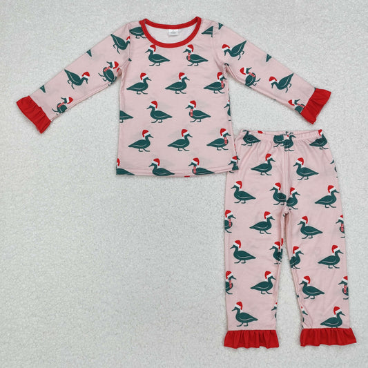 baby girl santa duck Christmas bamboo pajama set