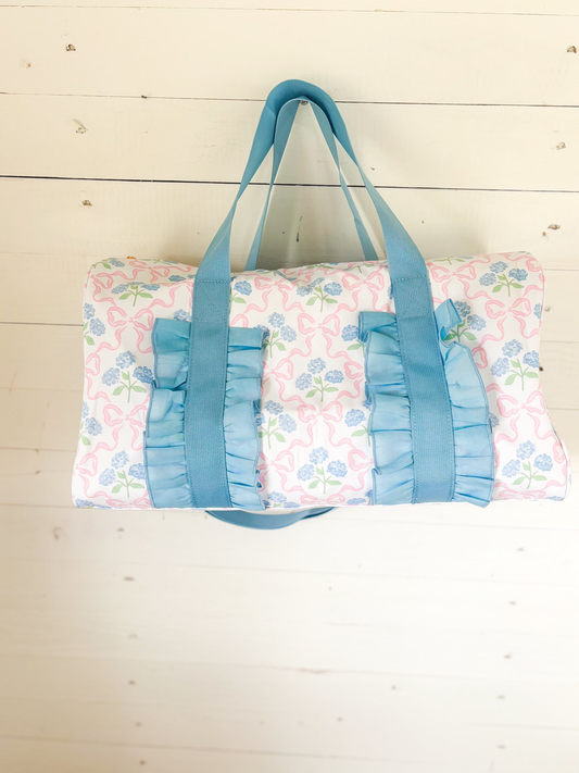 pink bow flower duffel & gym bags