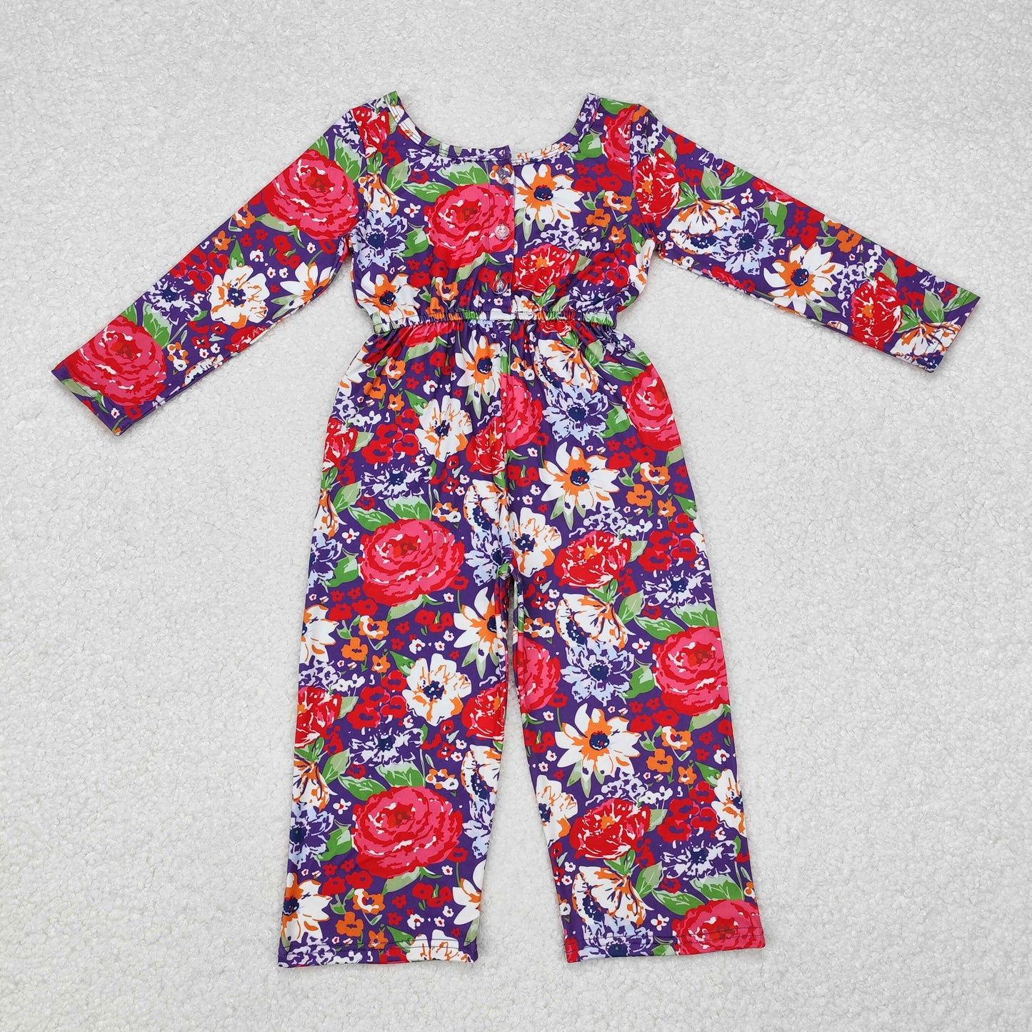 fall floral girls jumpsuit