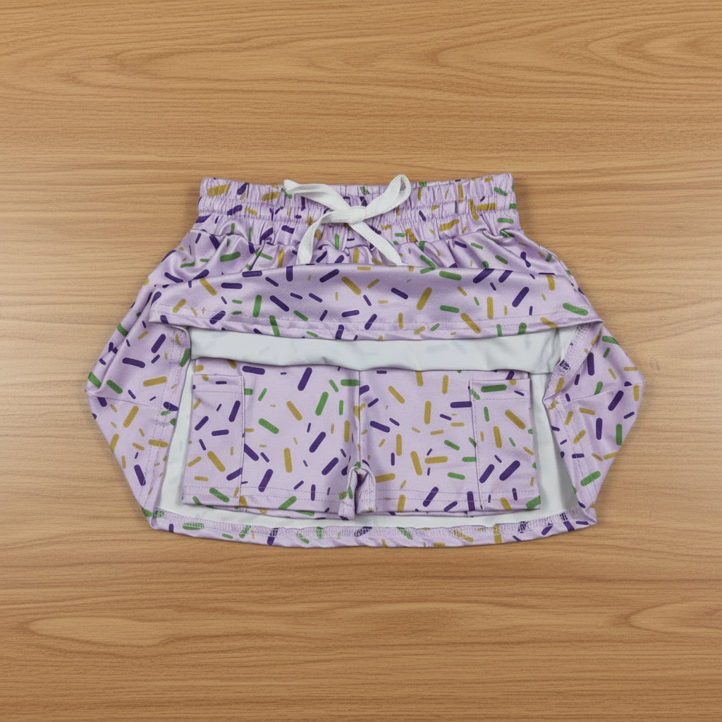 mardi gras sprinkle skort skirt
