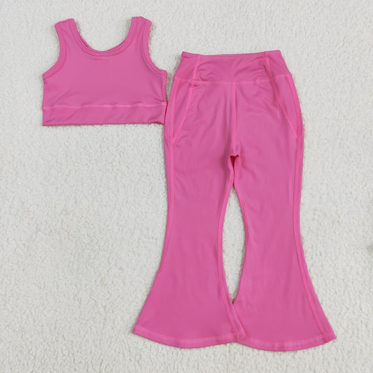 pink two pieces athletic pants set
