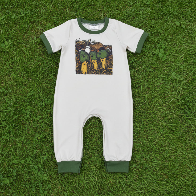 short sleeve hunting mallard print boy romper
