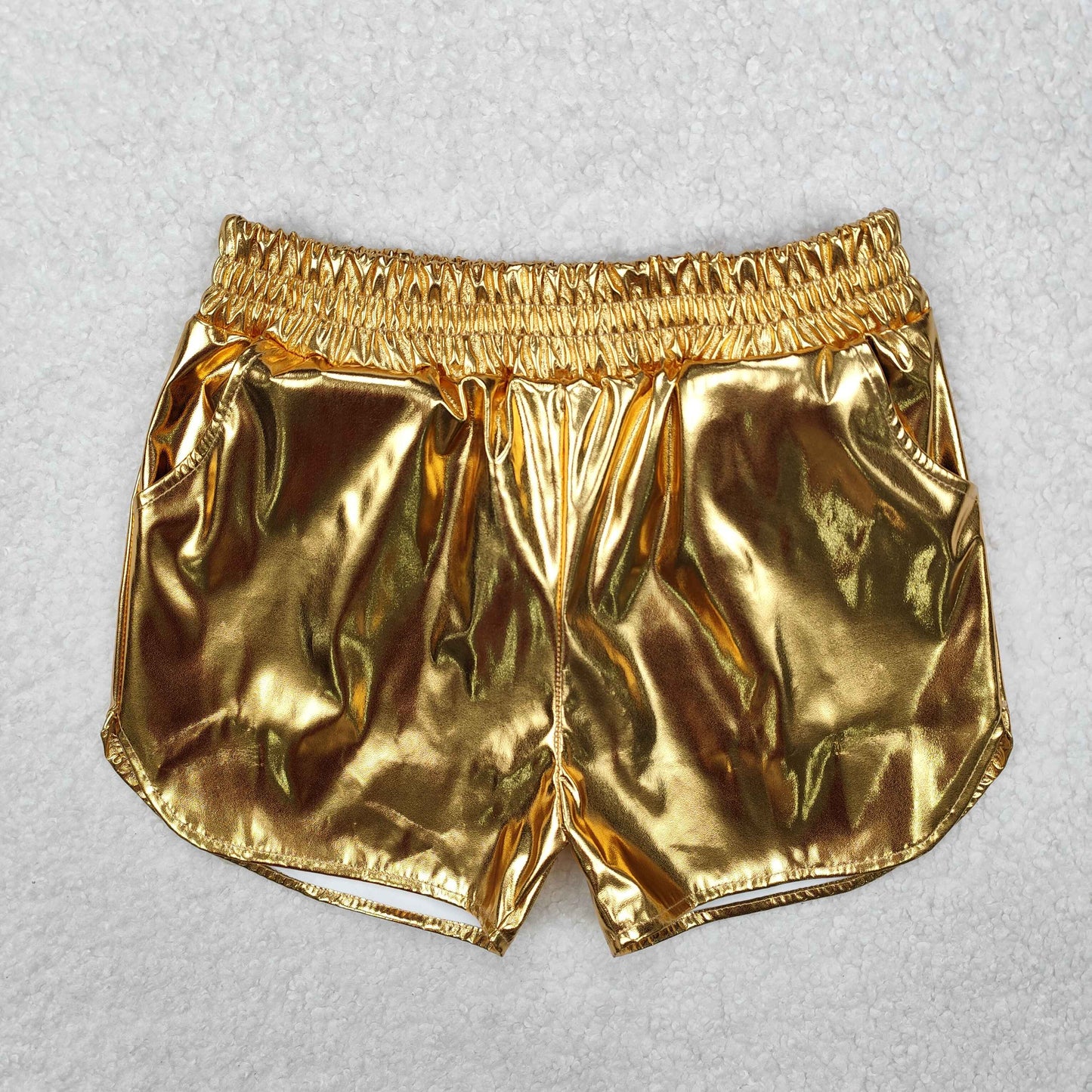 gold color metallic shiny sparkly shorts