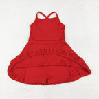 red strap ruffle baby girls summer activewear athletic dress