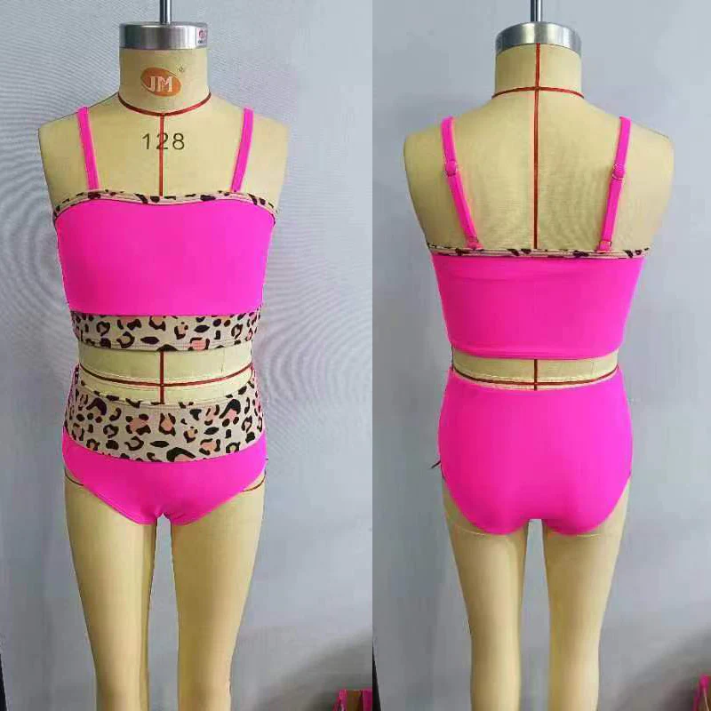 Fuchsia Cheetah High Waisted Matching Bikini