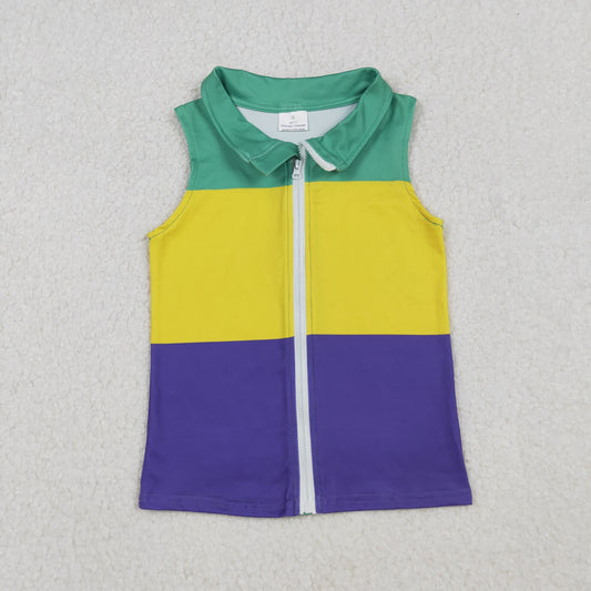 solid purple green gold mardi gras boy zip overcoat