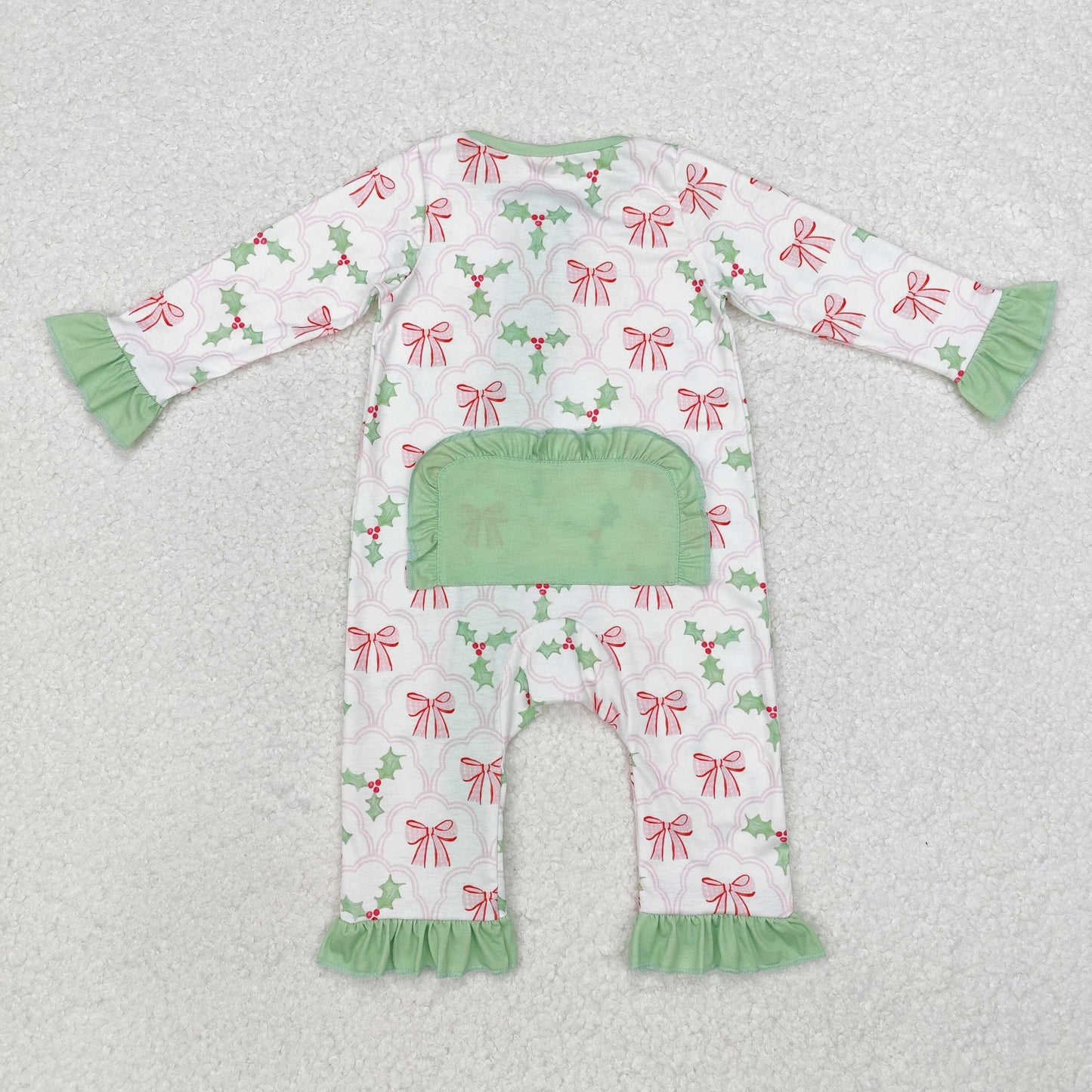 berry&coquette baby girl Christmas zip bamboo sleeper green white