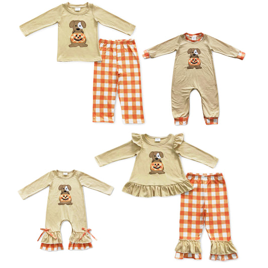 Halloween pumpkin Dog Embroidery Sibling Clothing