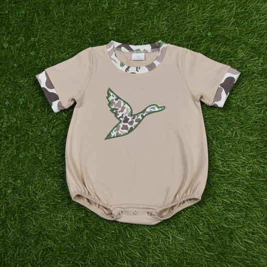 short sleeve camo mallard embroidery boy bubble baby clothes