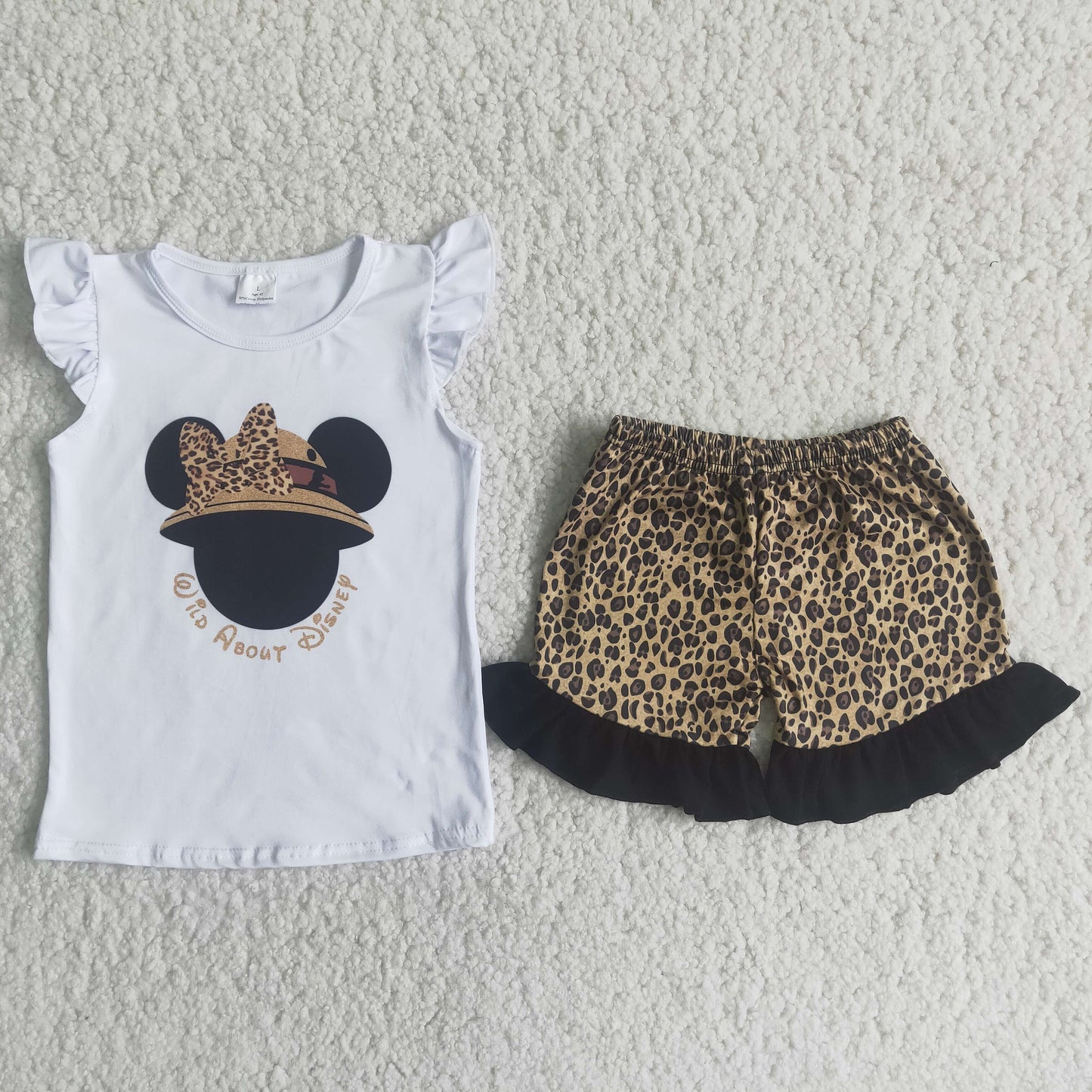 mouse shirt leopard shorts set girls clothing