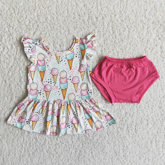 infant clothing ice cream summer bummie set