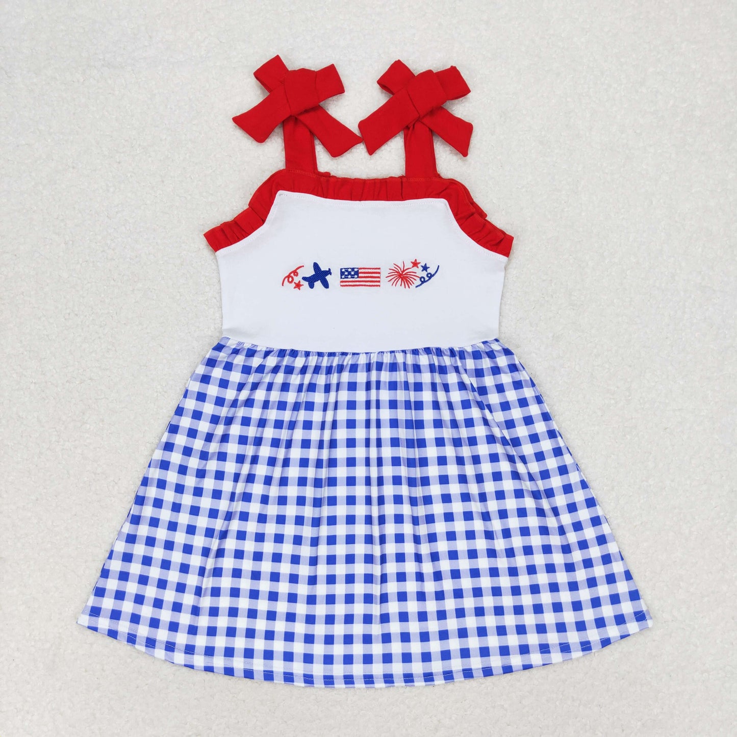 embroidery strap 4th of july dress kids dresses